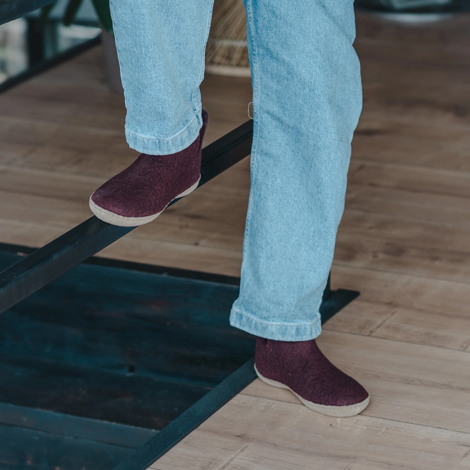 Boot with leather sole - Beet - Image 3