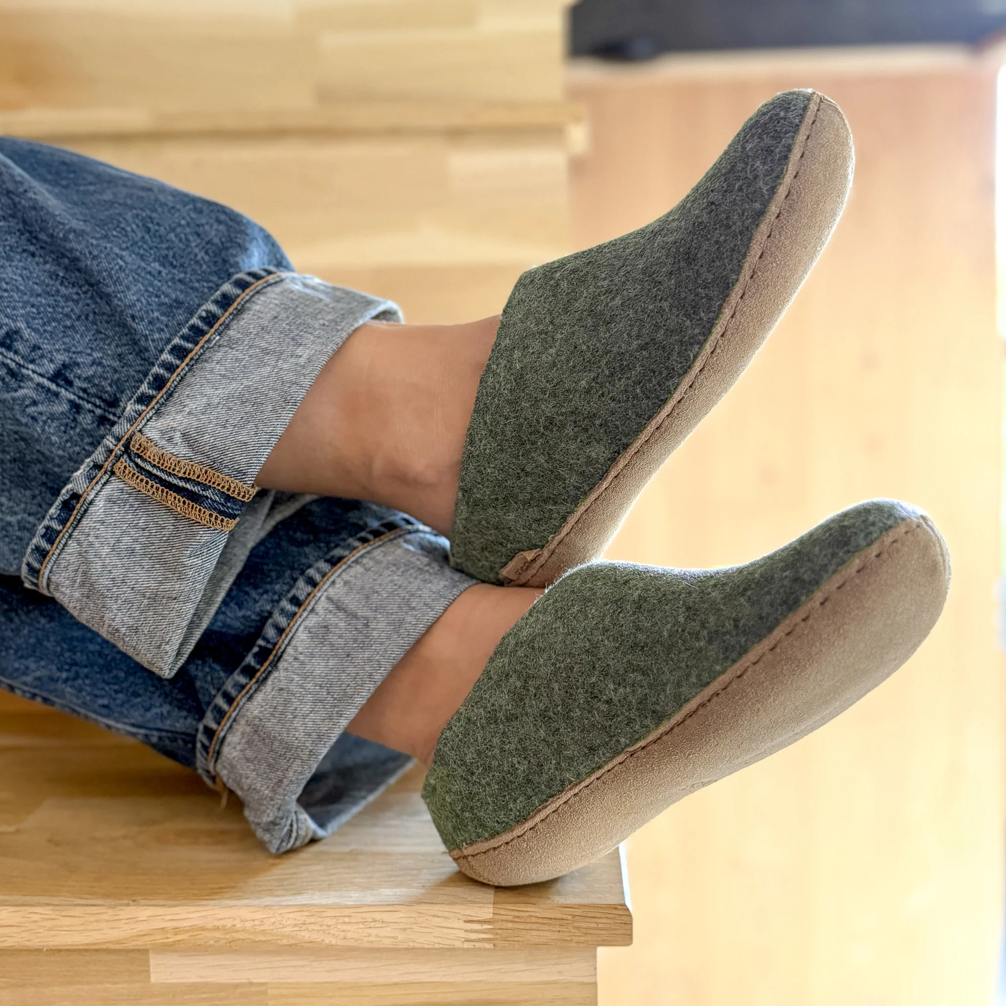Slip-on with leather sole - Moss - Image 3