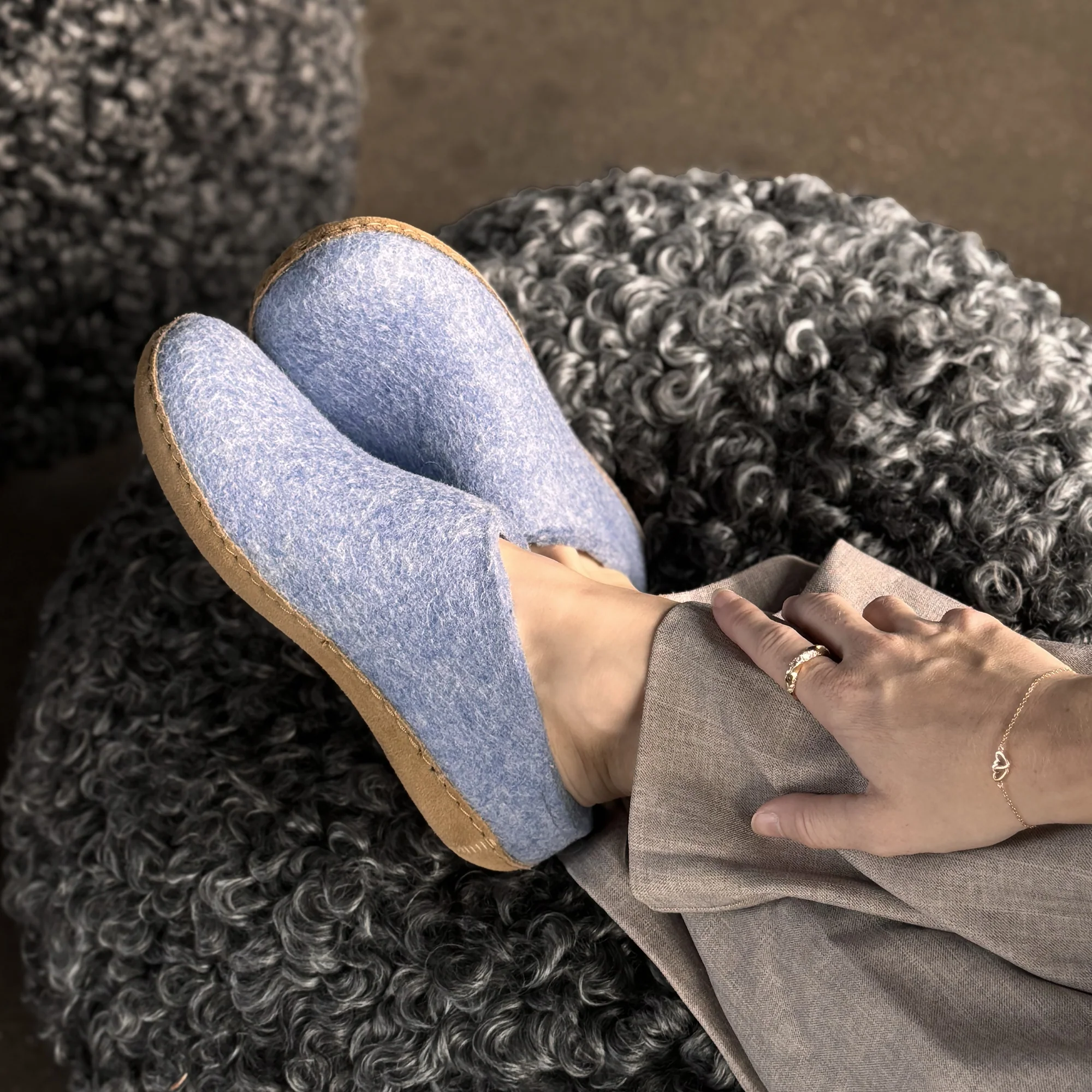 Slip-on with leather sole - Sky - Image 3