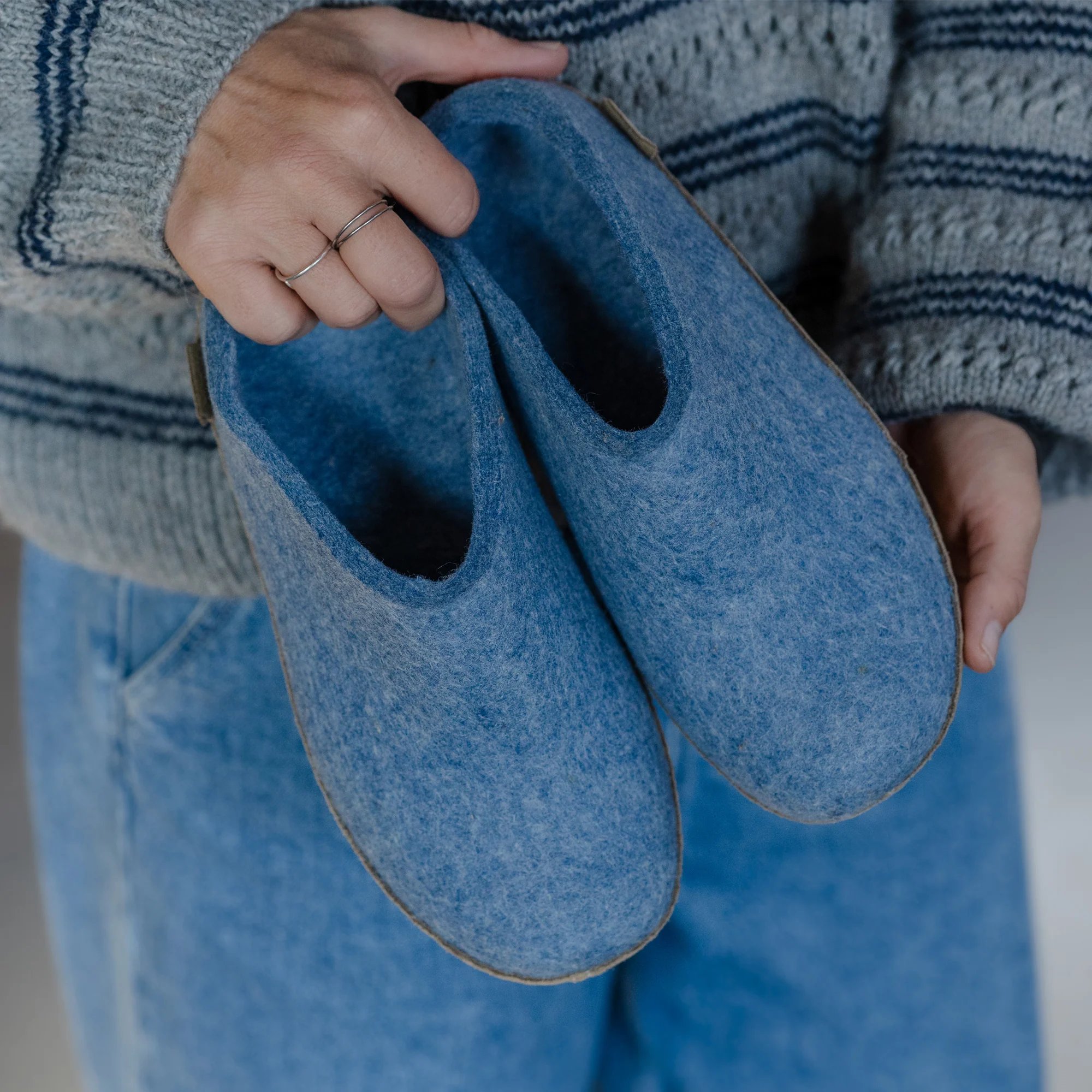 Slip-on with leather sole - Sky - Image 4
