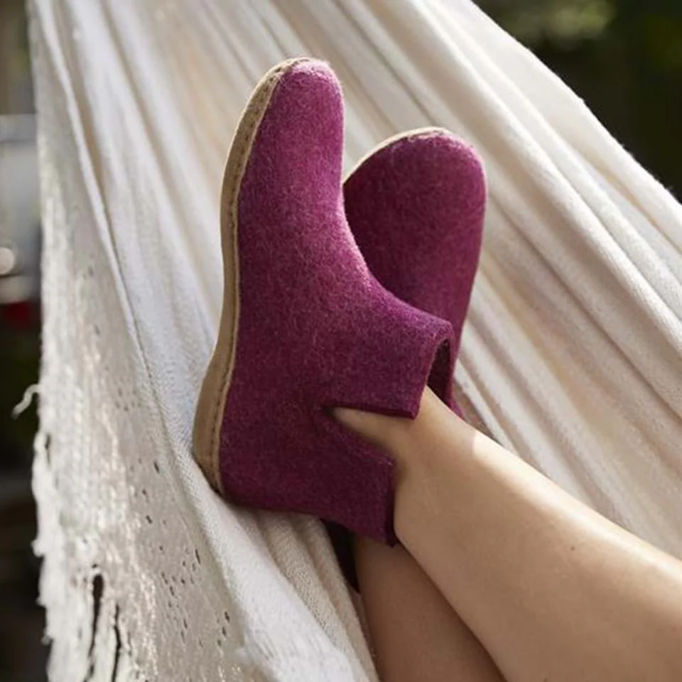 Boot with leather sole - Cranberry - Image 2