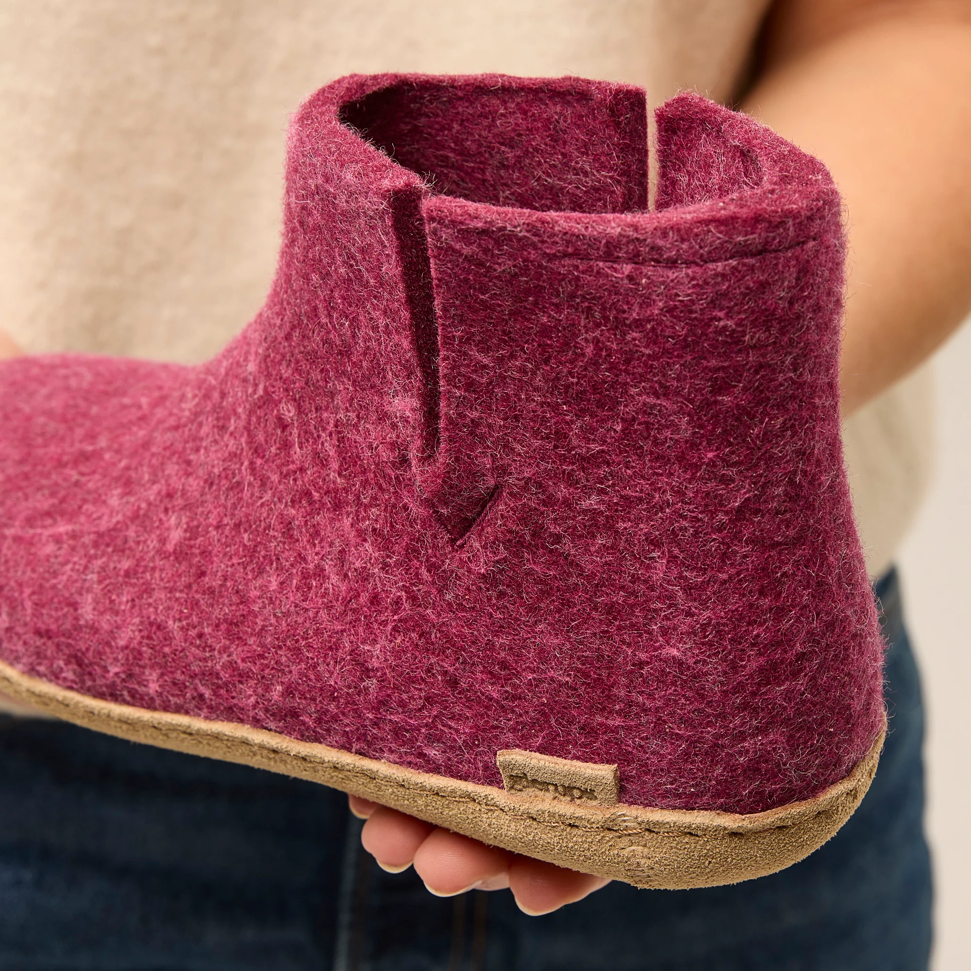 Boot with leather sole - Cranberry - Image 3