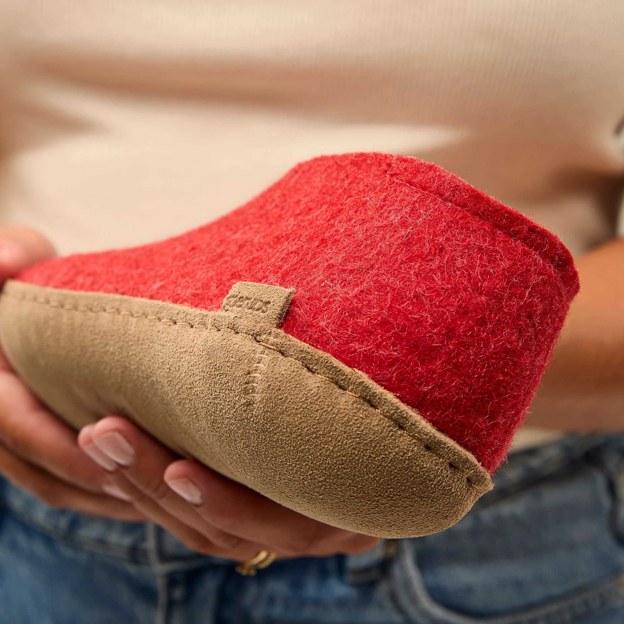 Shoe with leather sole - Red - Image 3