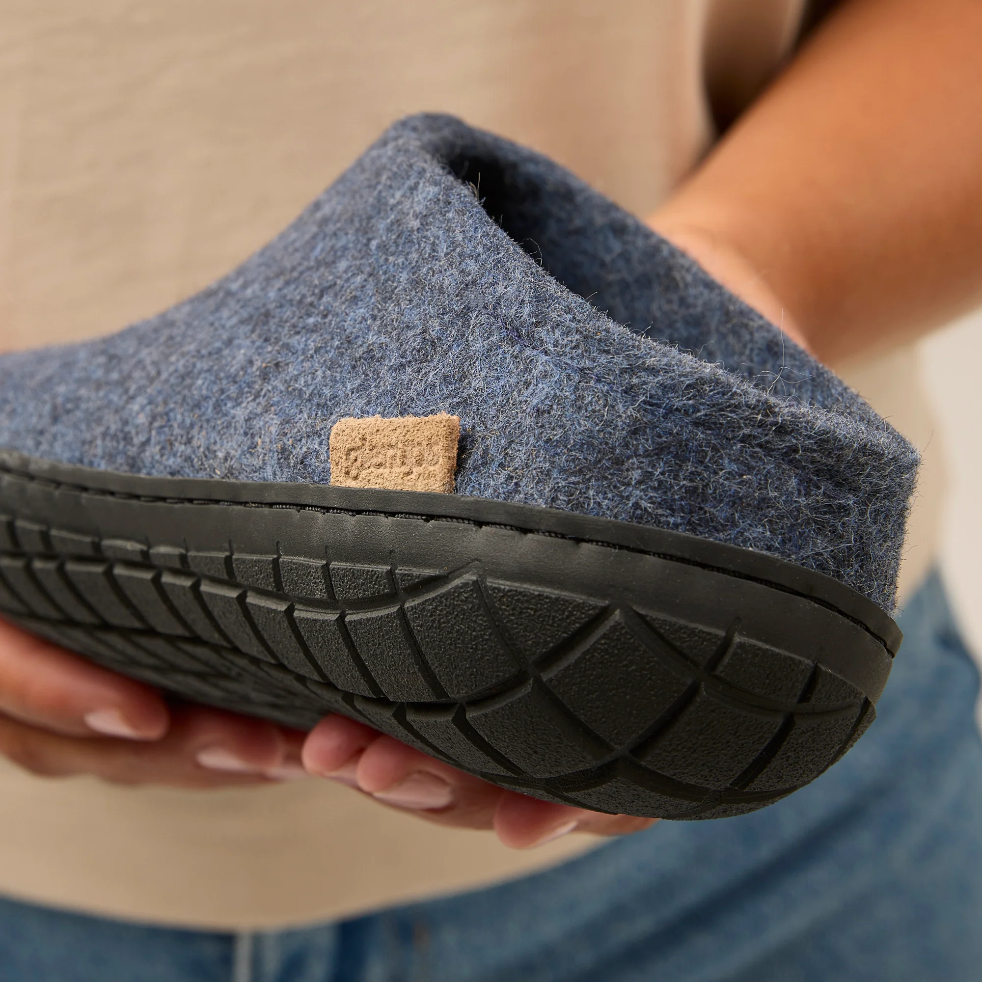 Slip-on with natural rubber sole - black - Denim - Image 3